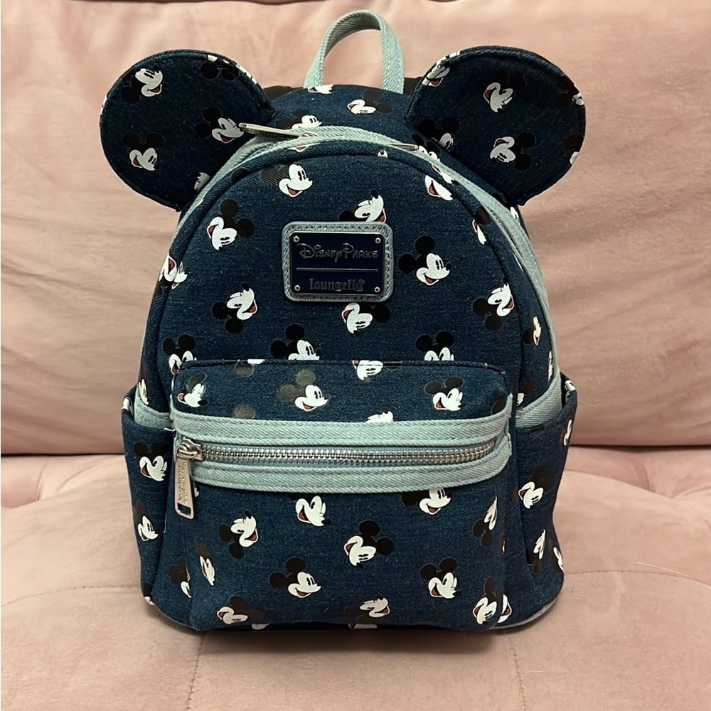 Loungefly Denim Minnie Mouse Backpack with Ears